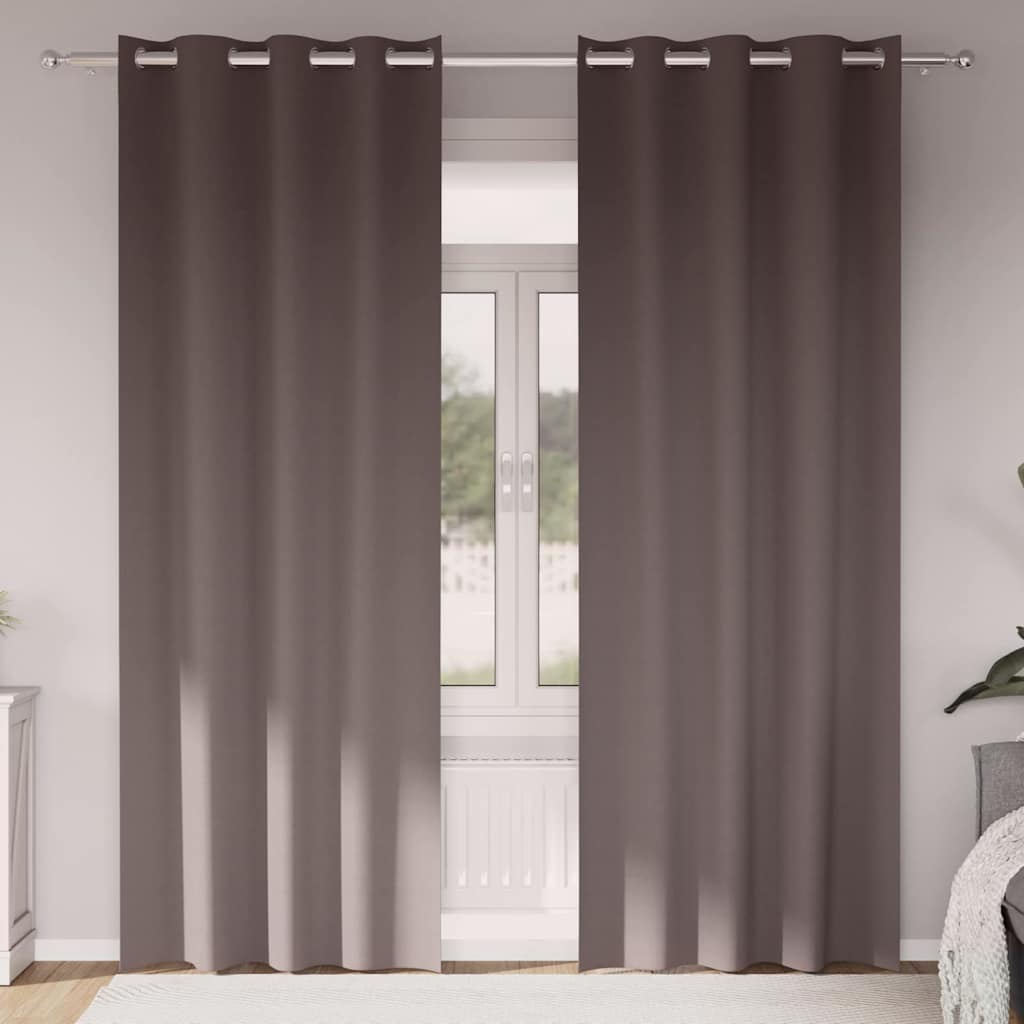 Mörkläggningsgardiner med Ringar 2 st Mörkbrun 245 x 140 cm