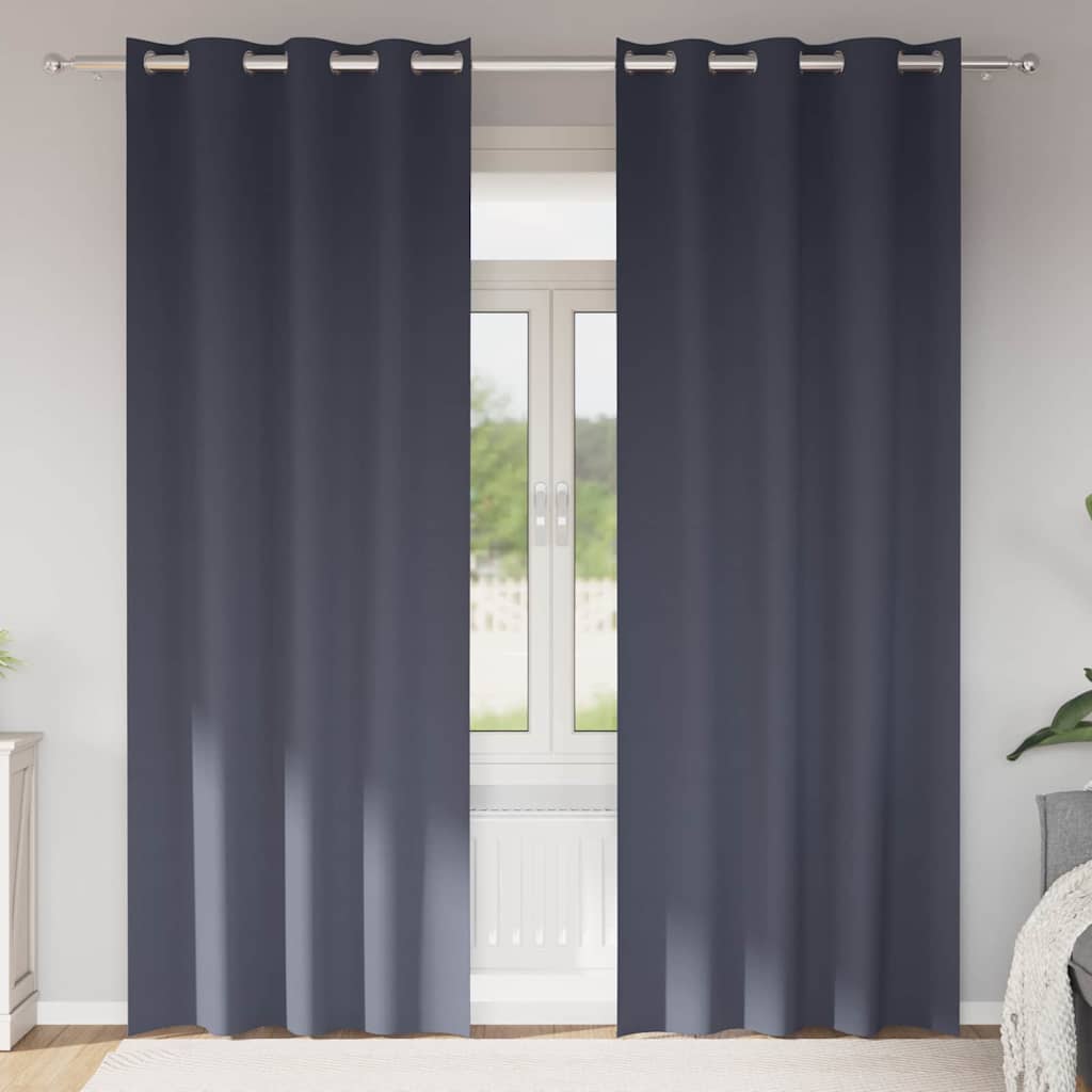 Mörkläggningsgardiner med Ringar 2 st Antracit 225 x 140 cm