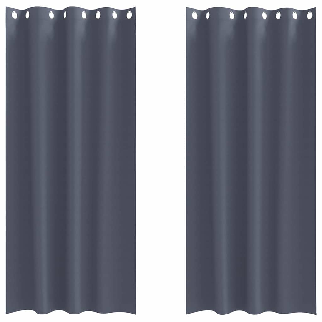 Mörkläggningsgardiner med Ringar 2 st Antracit 245 x 140 cm