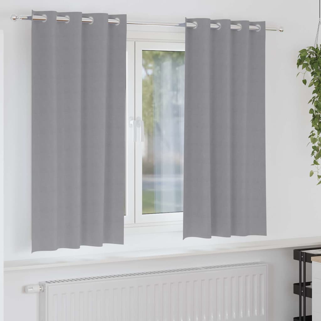 Mörkläggningsgardiner med Ringar 2 st Ljusgrå 175 x 140 cm