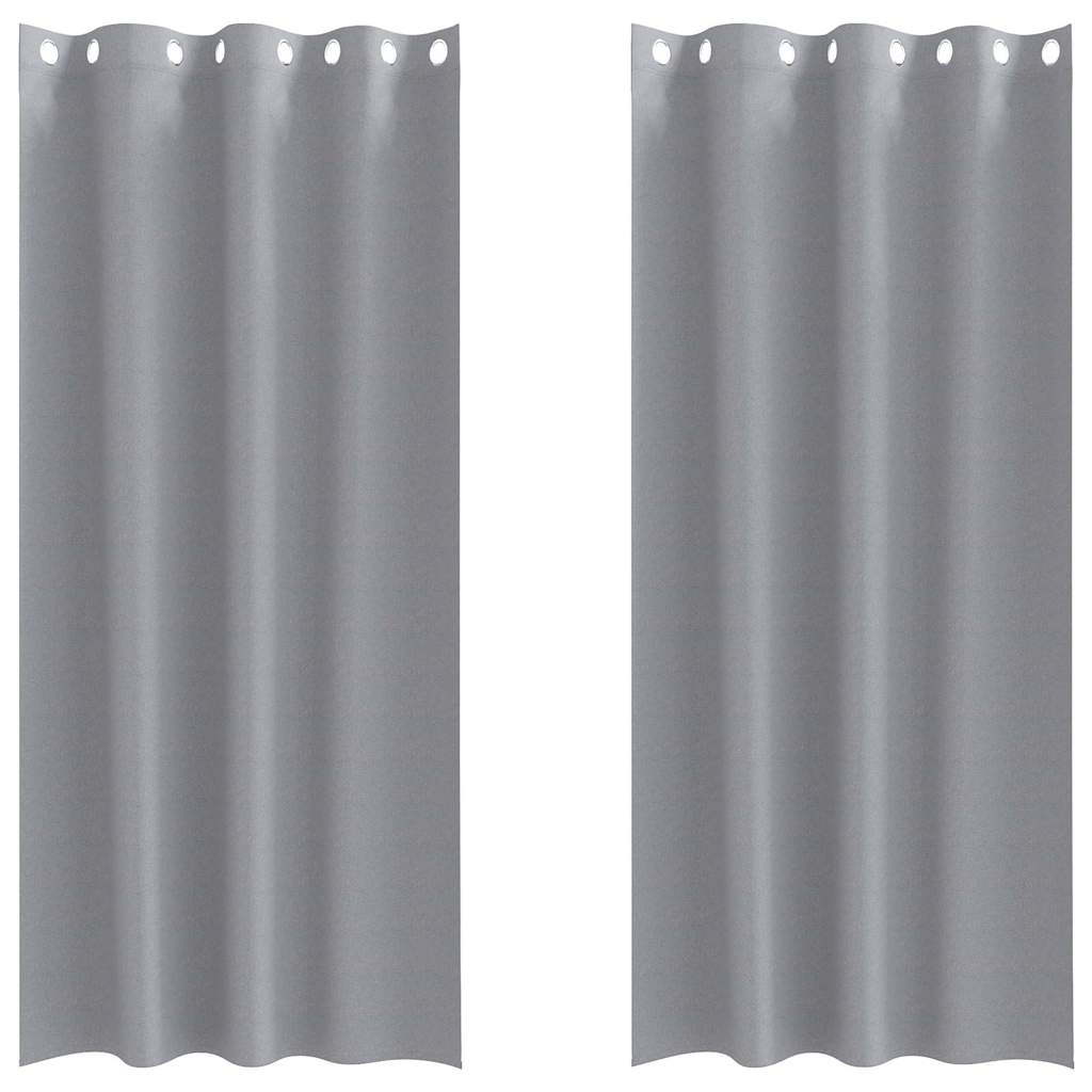 Mörkläggningsgardiner med Ringar 2 st Ljusgrå 245 x 140 cm