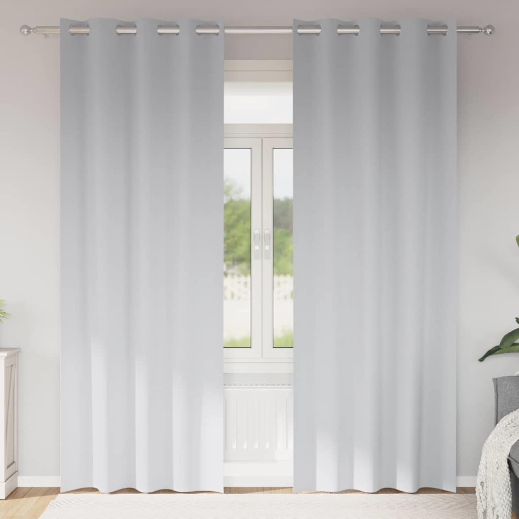 Mörkläggningsgardiner med Ringar 2 st Ljusgrå 260 x 140 cm