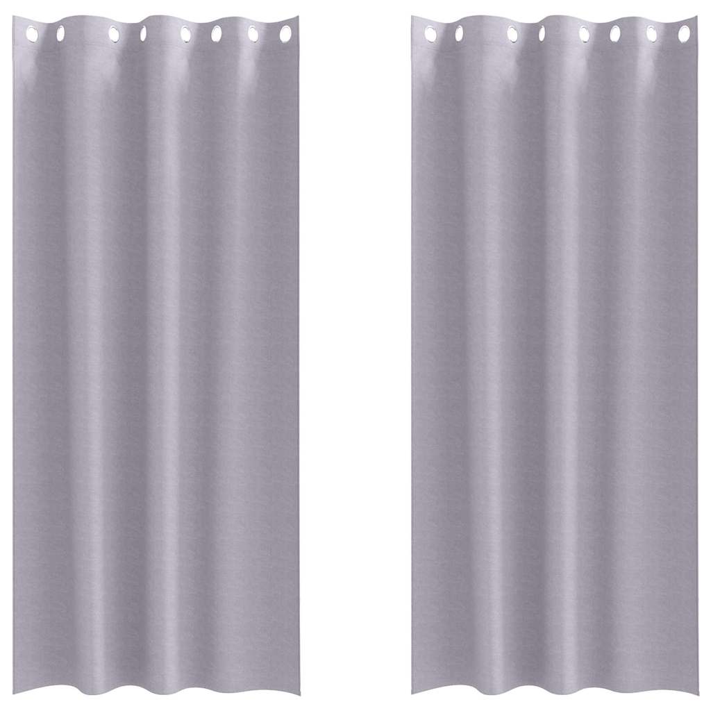 Mörkläggningsgardiner med Ringar 2 st Metallgrå 225 x 140 cm