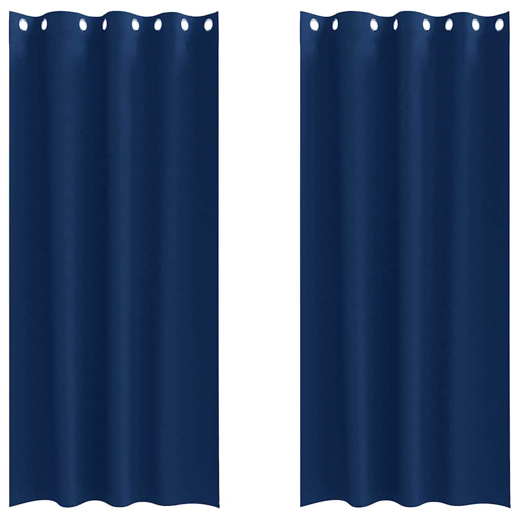 Mörkläggningsgardiner med Ringar 2 st Mörkblå 260 x 140 cm
