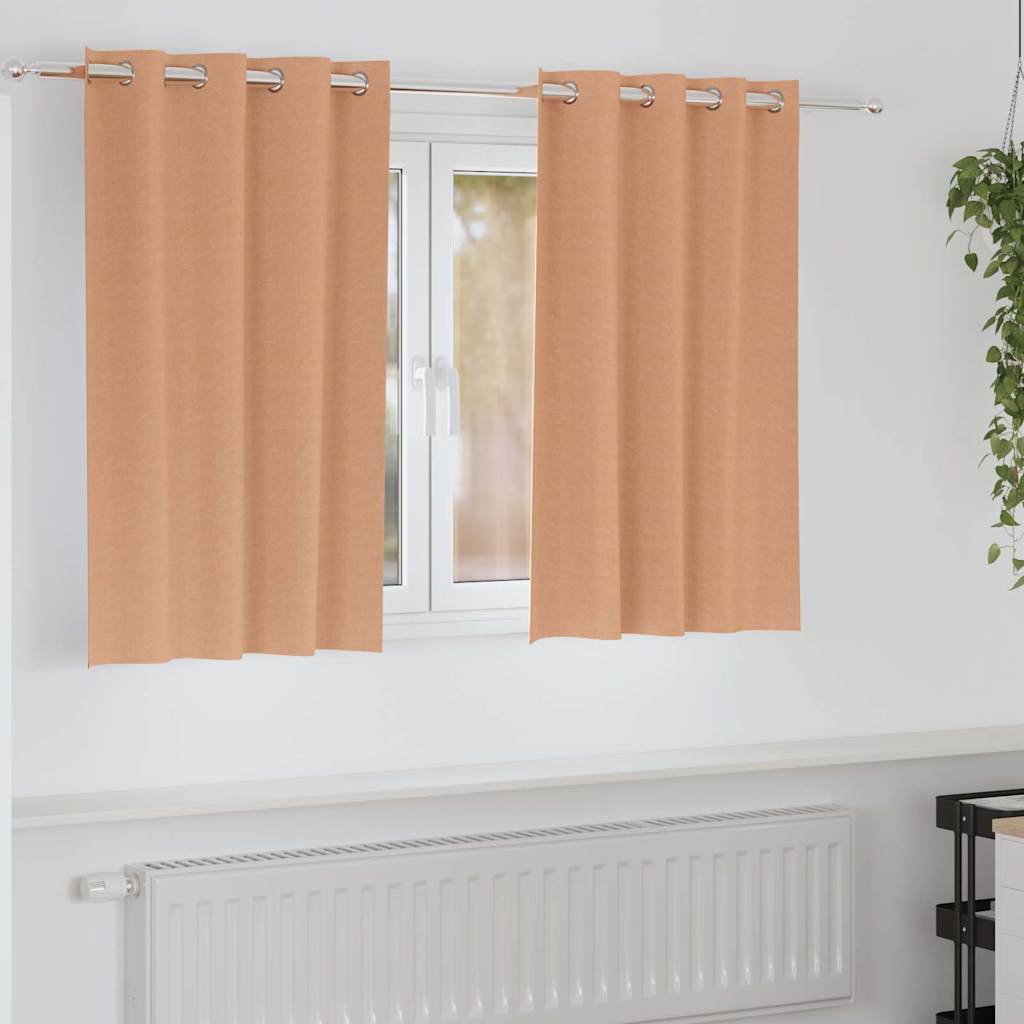 Mörkläggningsgardiner med Ringar 2 st Ljusbrun 140 x 140 cm