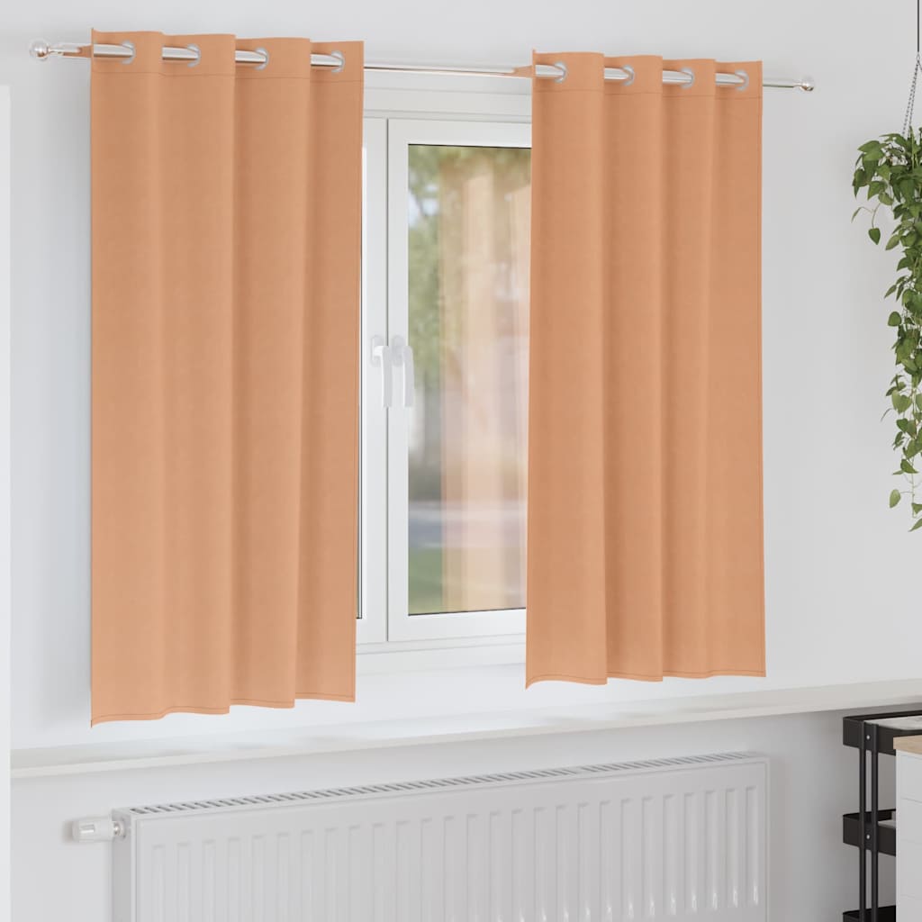 Mörkläggningsgardiner med Ringar 2 st Ljusbrun 175 x 140 cm