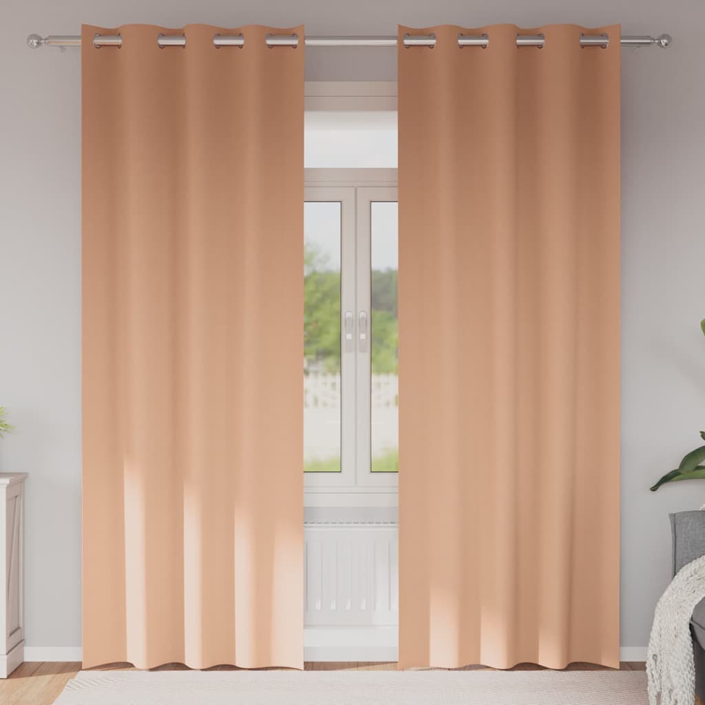 Mörkläggningsgardiner med Ringar 2 st Ljusbrun 245 x 140 cm
