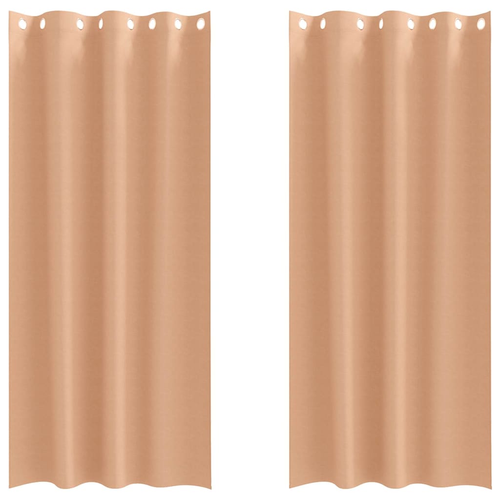 Mörkläggningsgardiner med Ringar 2 st Ljusbrun 260 x 140 cm