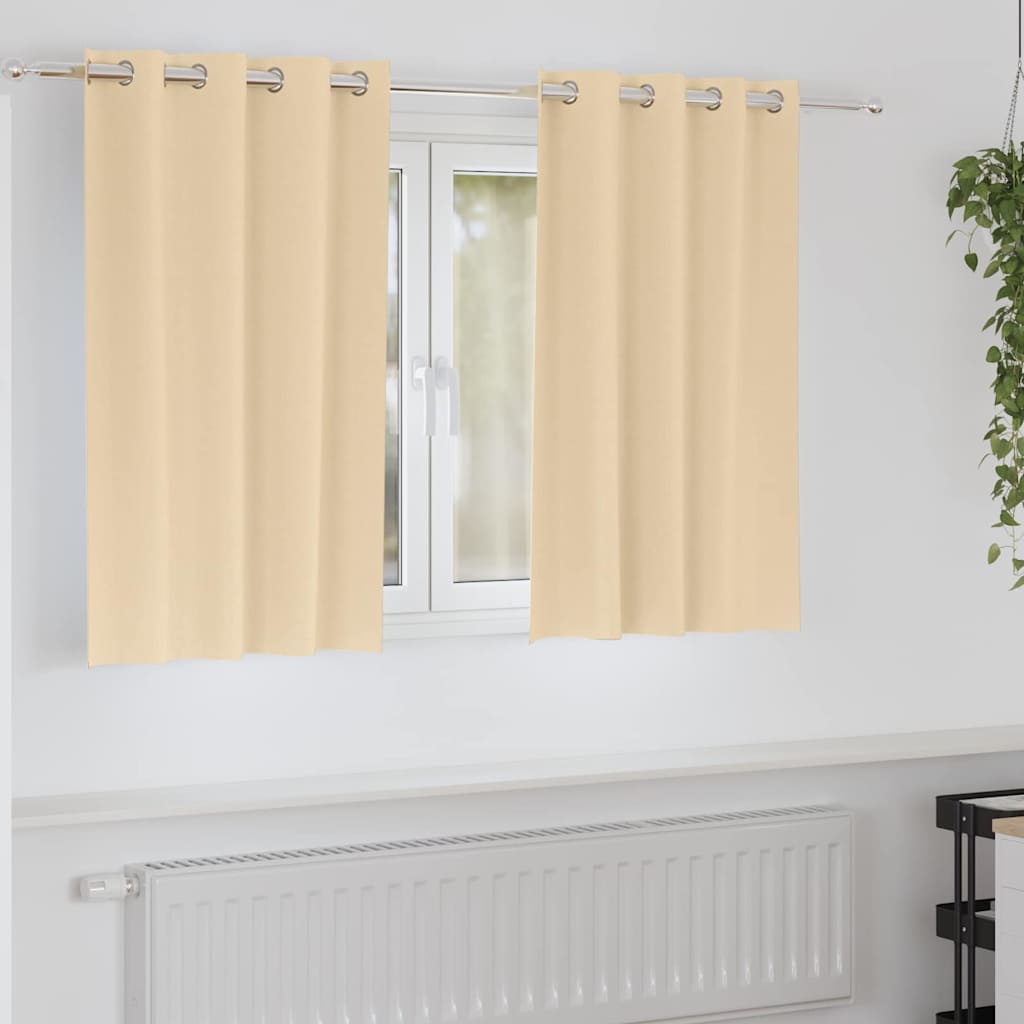 Mörkläggningsgardiner med Ringar 2 st Gräddvit 140 x 140 cm
