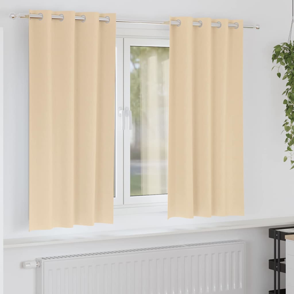 Mörkläggningsgardiner med Ringar 2 st Gräddvit 175 x 140 cm