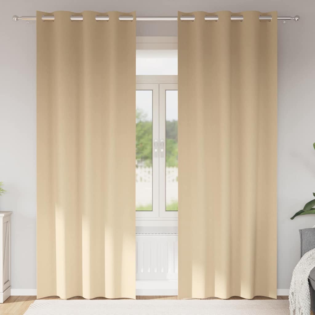 Mörkläggningsgardiner med Ringar 2 st Gräddvit 245 x 140 cm