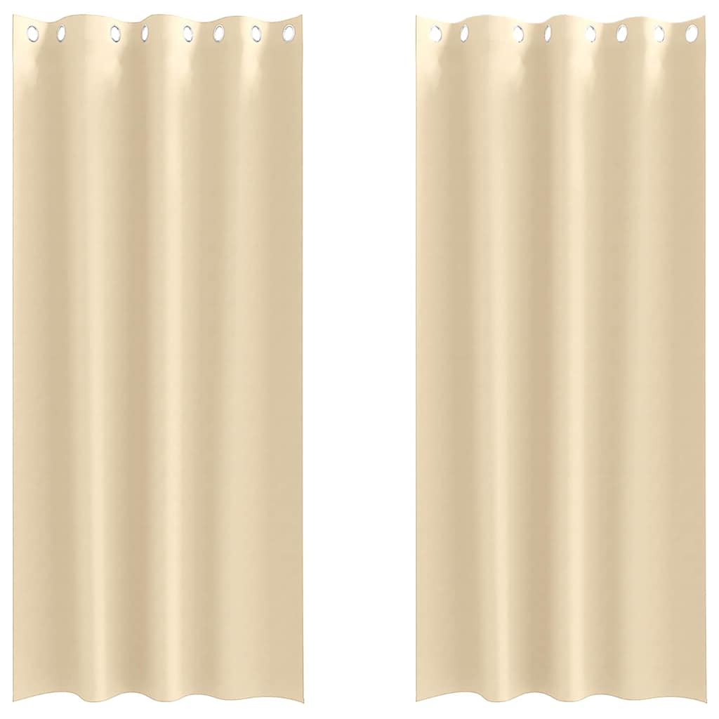 Mörkläggningsgardiner med Ringar 2 st Gräddvit 245 x 140 cm