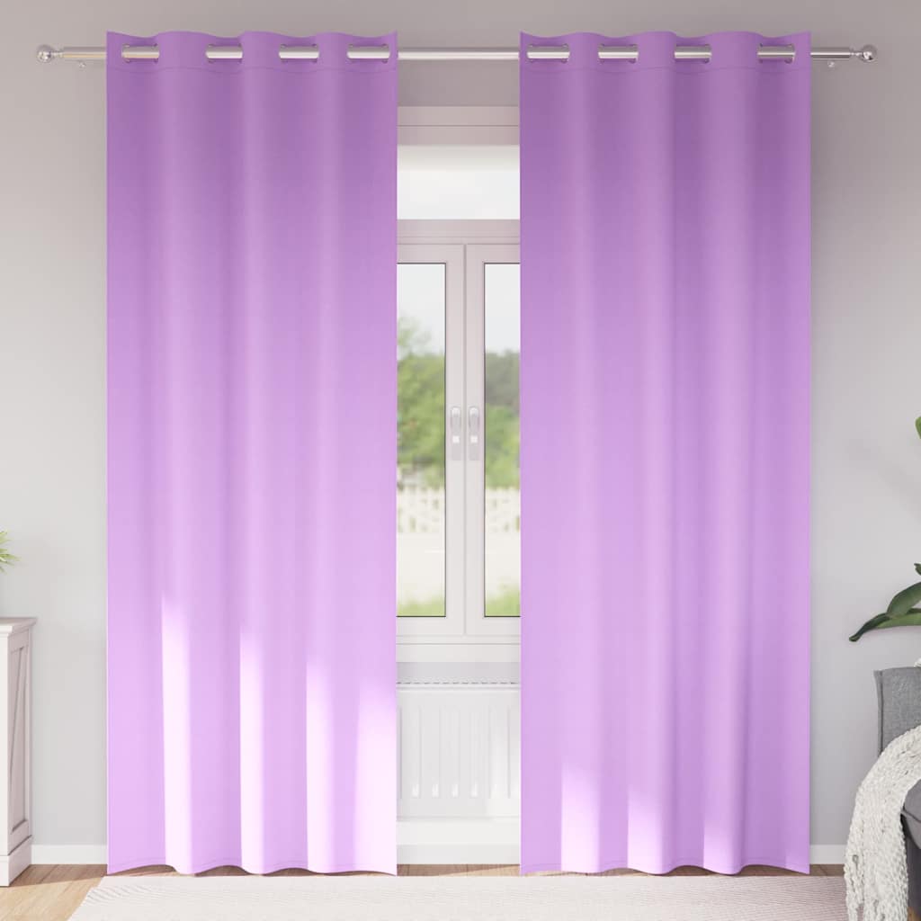 Mörkläggningsgardiner med Ringar 2 st Lila 245 x 140 cm