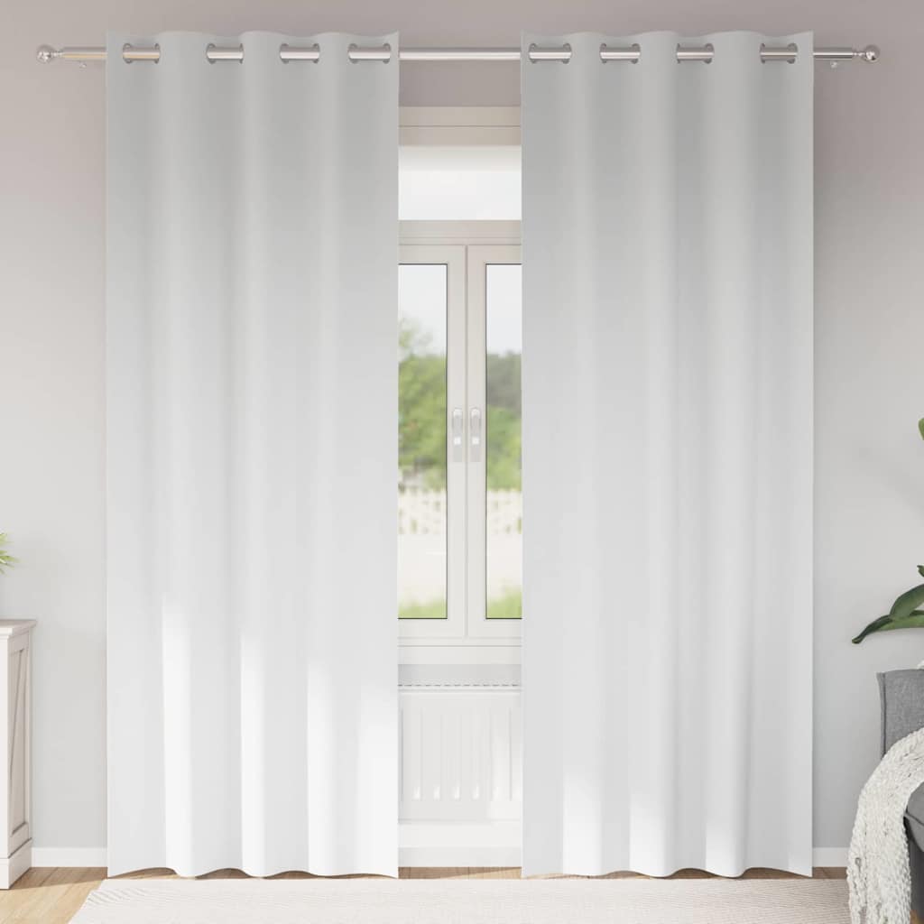 Mörkläggningsgardiner med Ringar 2 st Ren Vit 260 x 140 cm