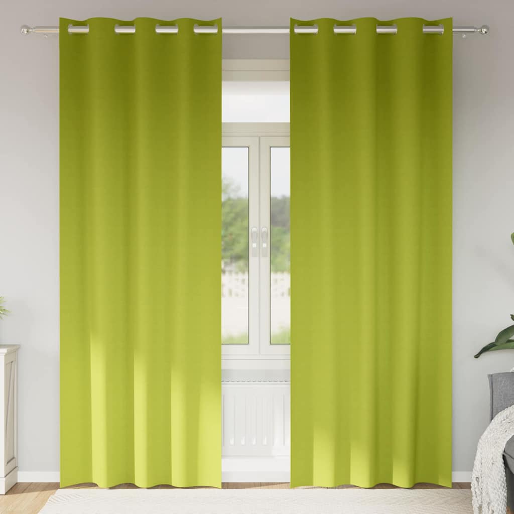 Mörkläggningsgardiner med Ringar 2 st Grön 245 x 140 cm