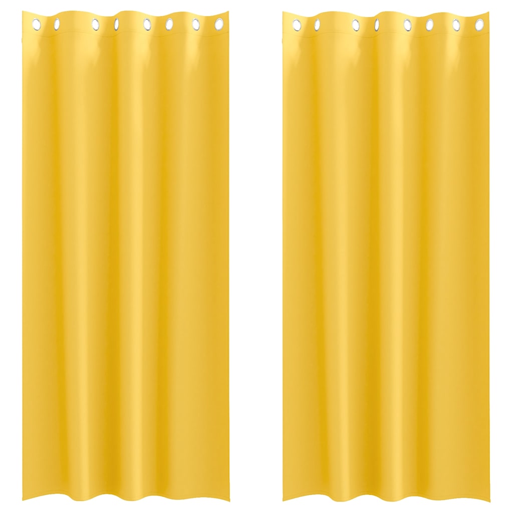 Mörkläggningsgardiner med Ringar 2 st Senapsgul 245 x 140 cm