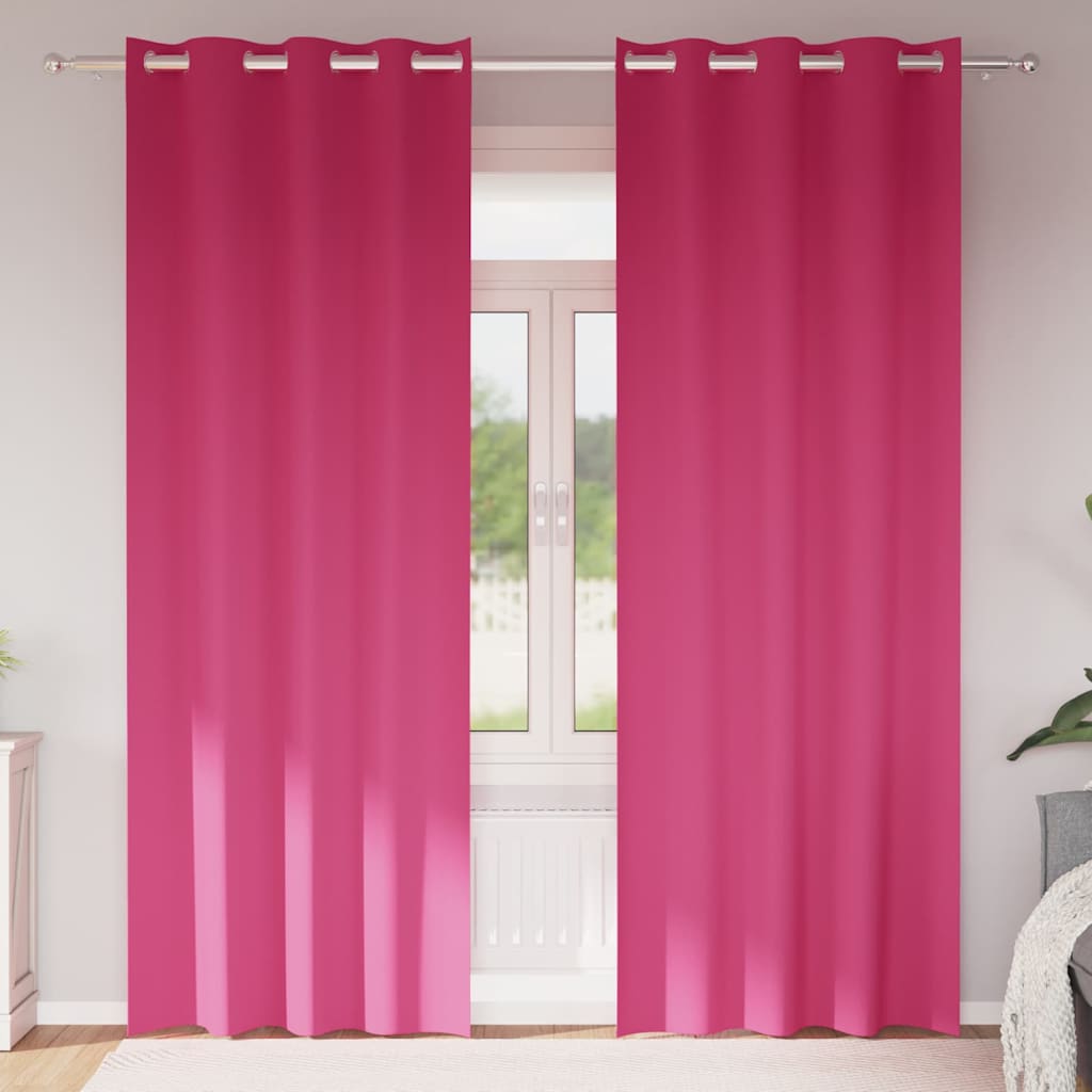 Mörkläggningsgardiner med Ringar 2 st Klart Pink 260 x 140 cm