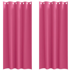 Mörkläggningsgardiner med Ringar Klart Pink Polyester