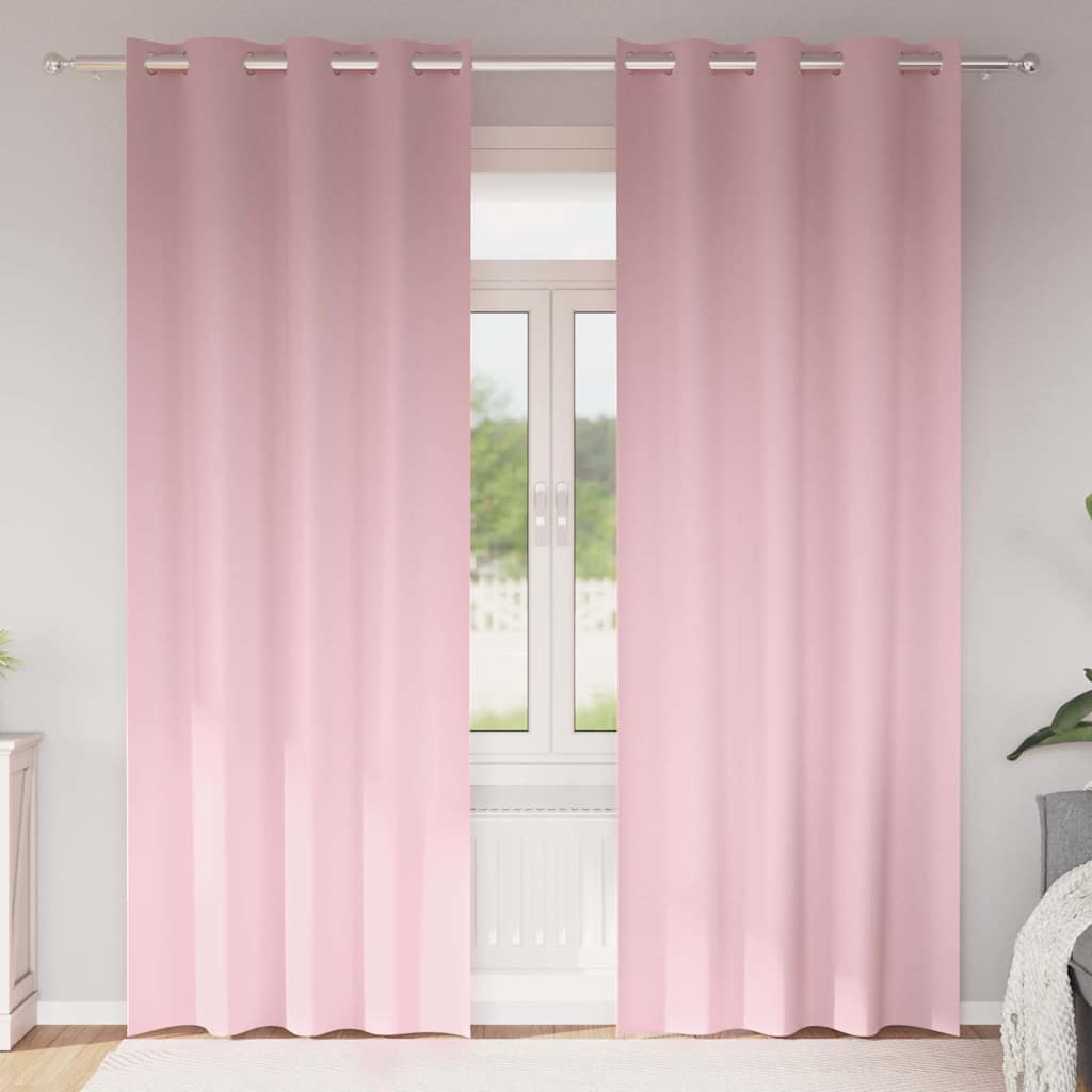 Mörkläggningsgardiner med Ringar 2 st Babyrosa 260 x 140 cm