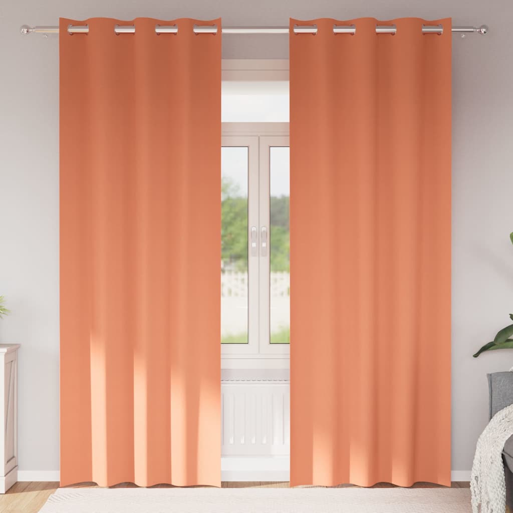 Mörkläggningsgardiner med Ringar 2 st Terracotta 245 x 140 cm
