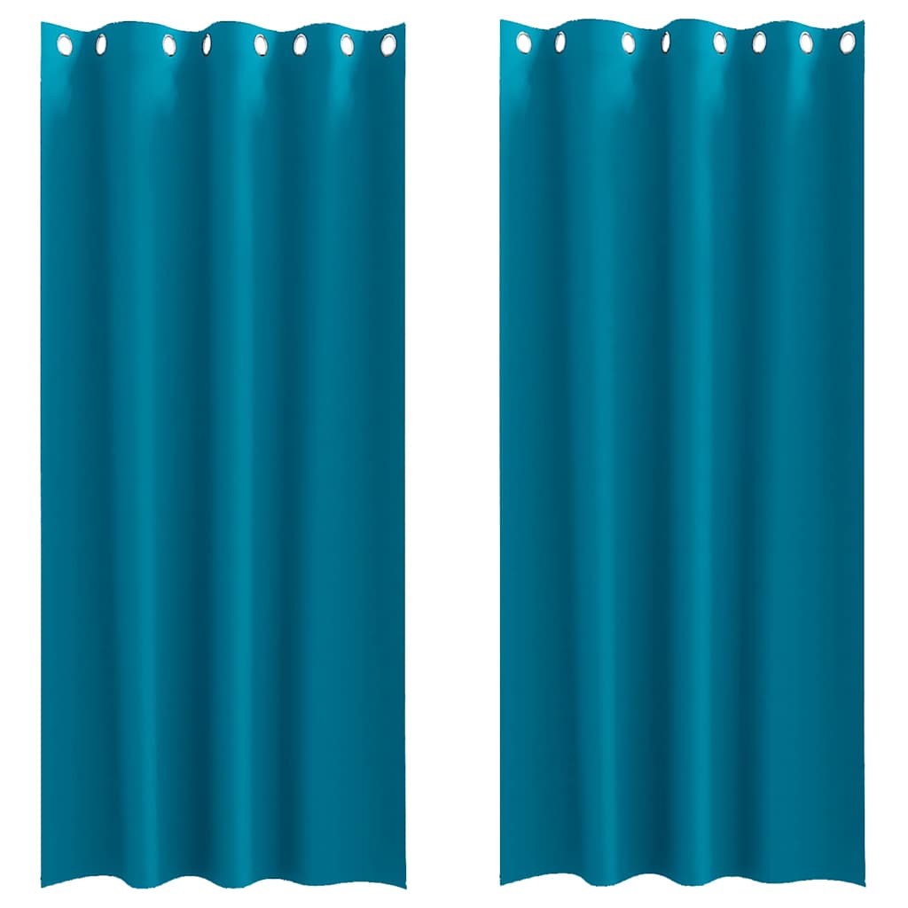 Mörkläggningsgardiner med Ringar 2 st Turkos 245 x 140 cm