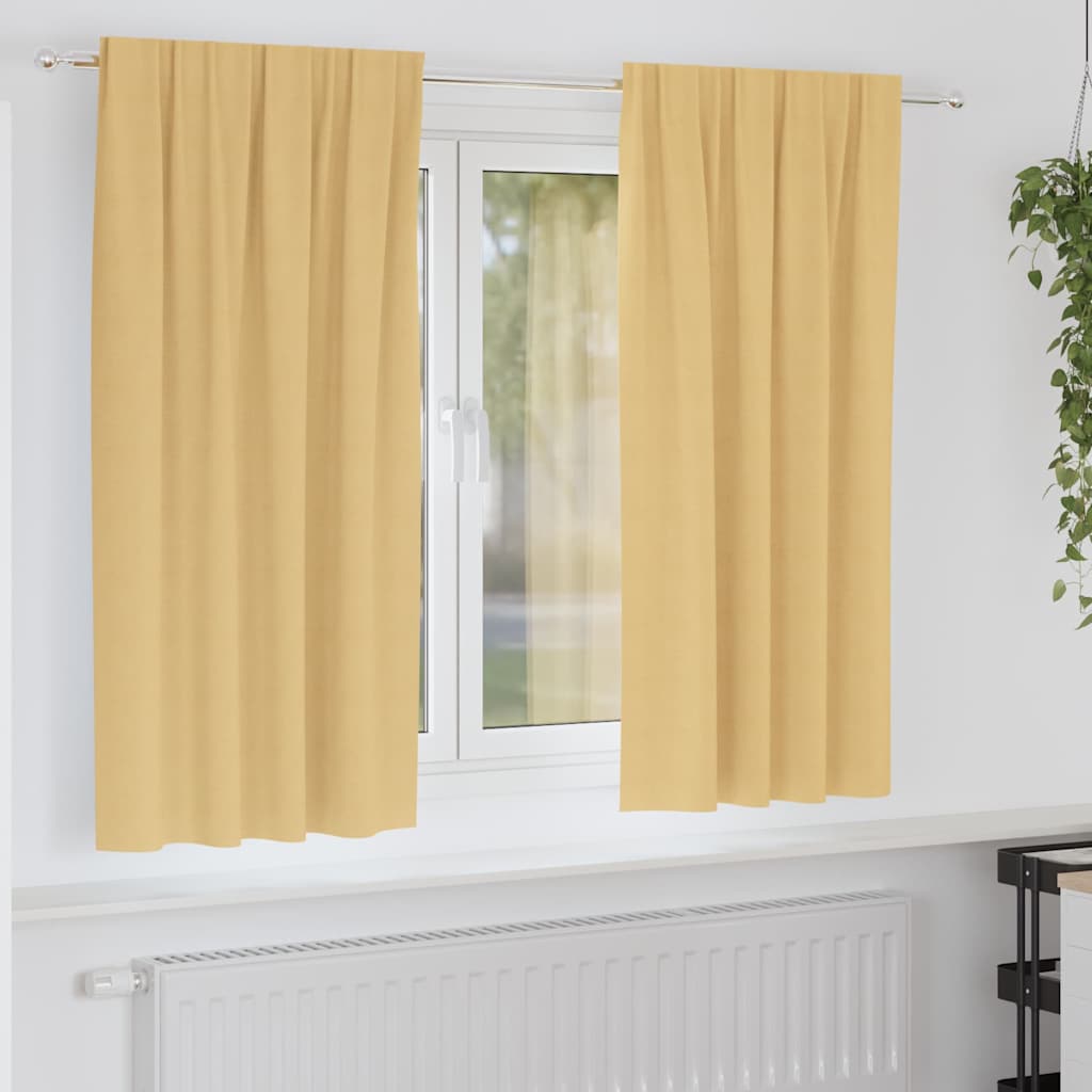 Mörkläggningsgardiner med Ringar 2 st Beige 175 x 140 cm