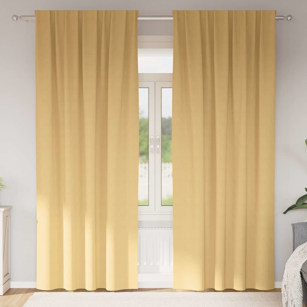 Mörkläggningsgardiner med Ringar 2 st Beige 260 x 140 cm
