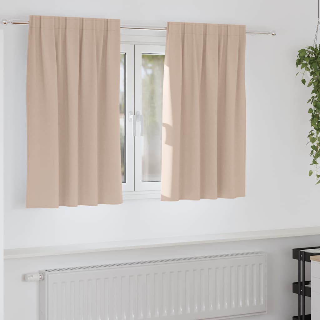 Mörkläggningsgardiner med Ringar 2 st Taupe 140 x 140 cm