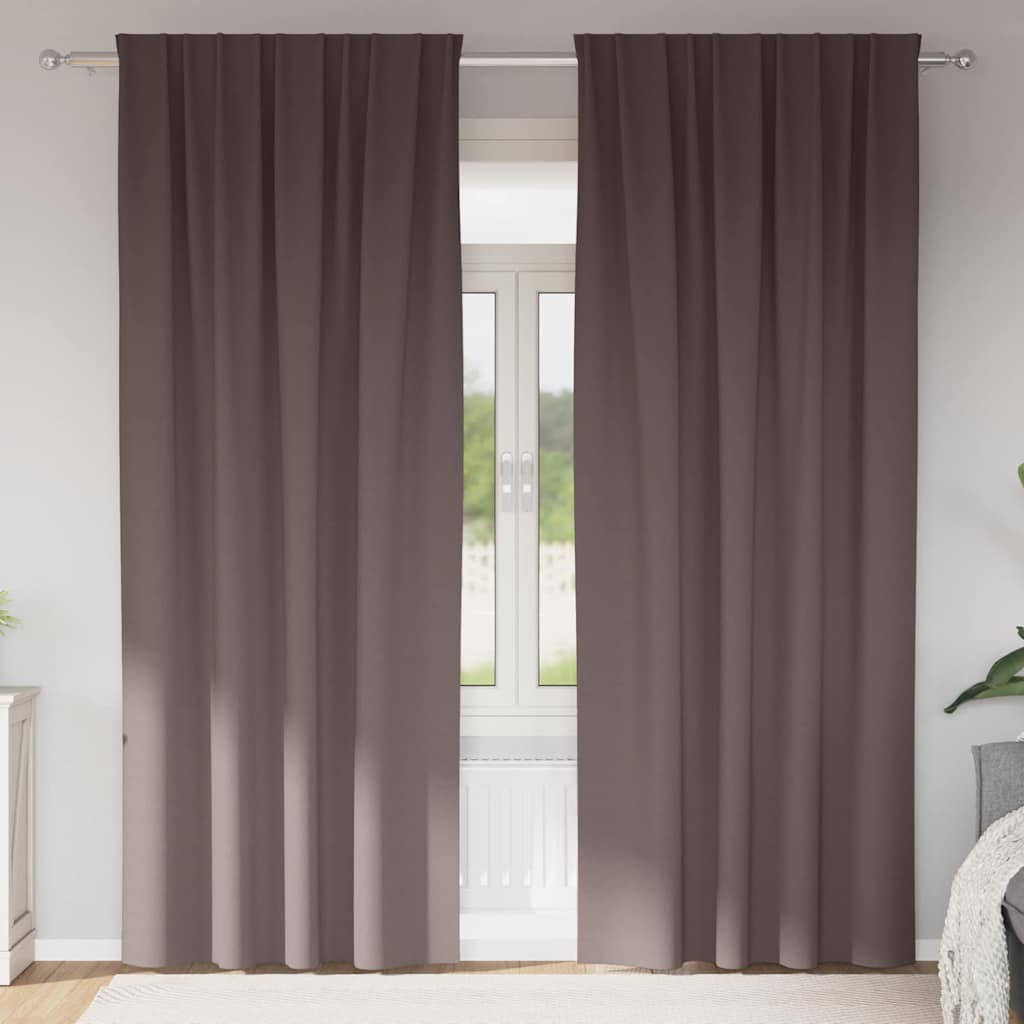 Mörkläggningsgardiner med Ringar 2 st Mörkbrun 260 x 140 cm