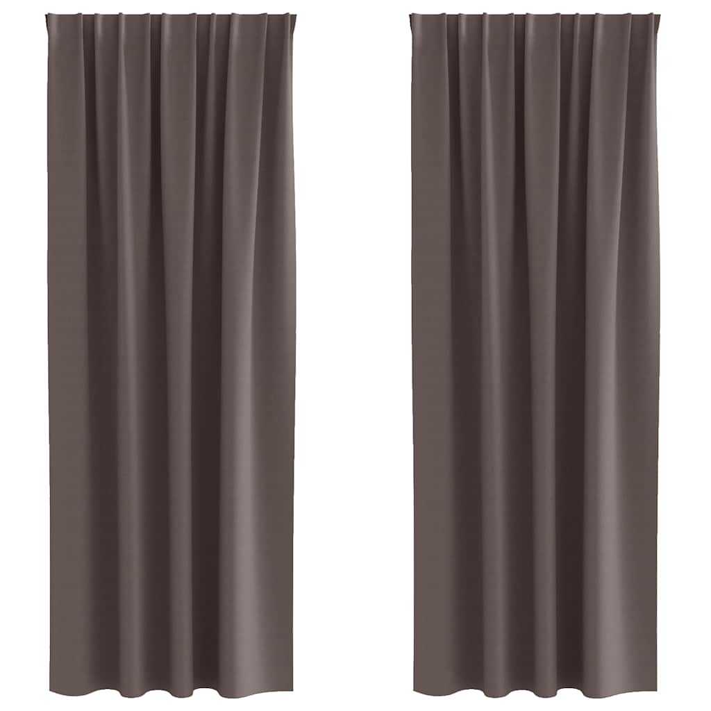 Mörkläggningsgardiner med Ringar 2 st Mörkbrun 260 x 140 cm