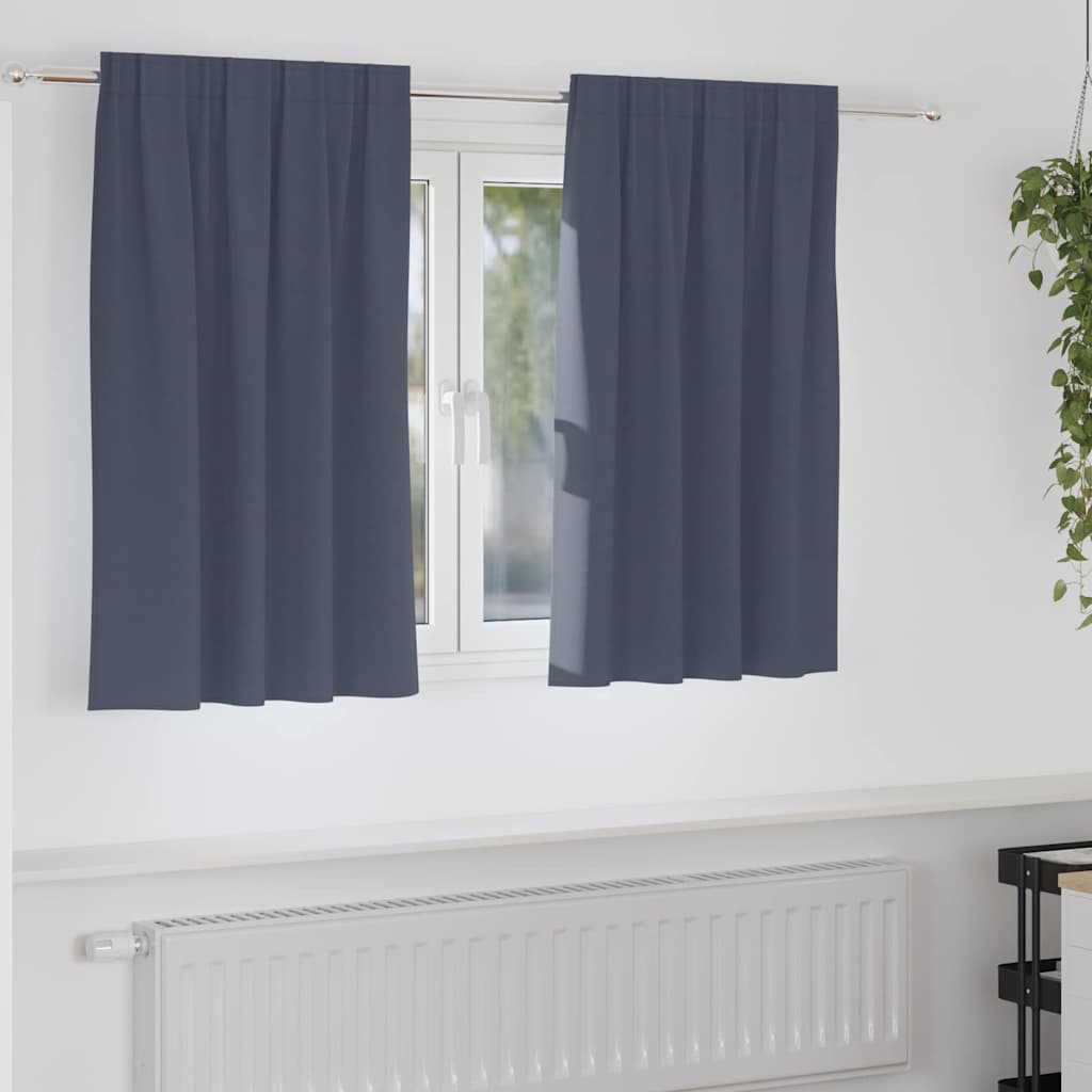 Mörkläggningsgardiner med Ringar 2 st Antracit 140 x 140 cm