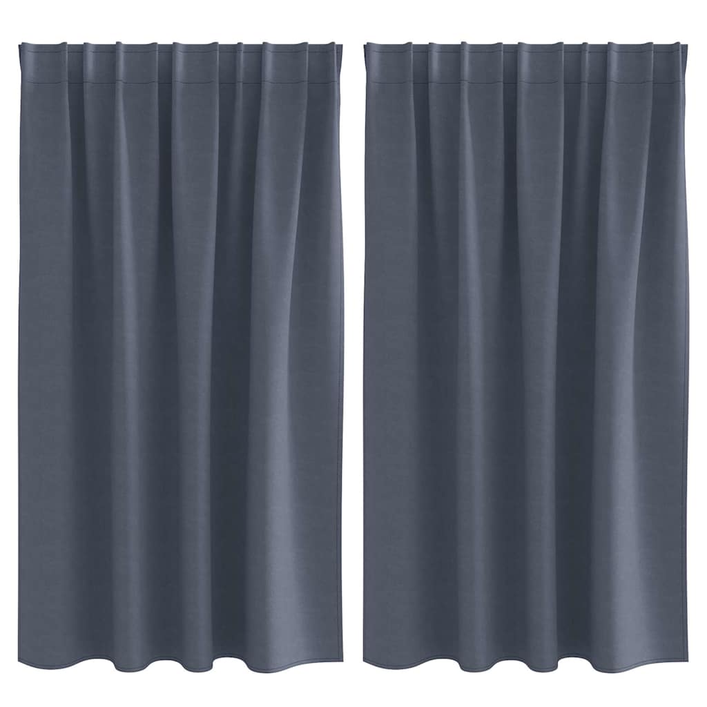 Mörkläggningsgardiner med Ringar 2 st Antracit 140 x 140 cm
