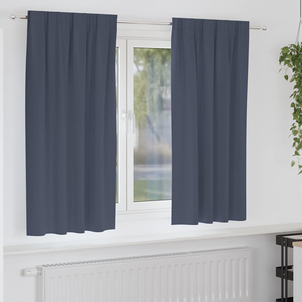 Mörkläggningsgardiner med Ringar 2 st Antracit 175 x 140 cm