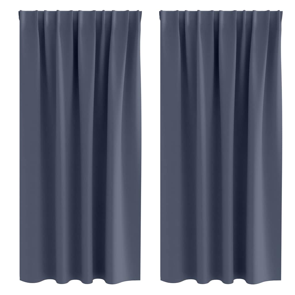 Mörkläggningsgardiner med Ringar 2 st Antracit 175 x 140 cm