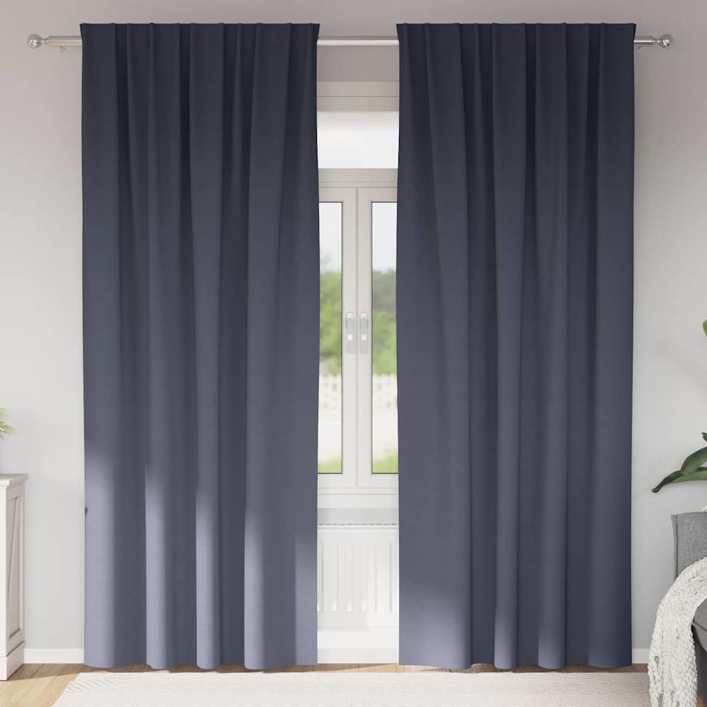 Mörkläggningsgardiner med Ringar 2 st Antracit 245 x 140 cm
