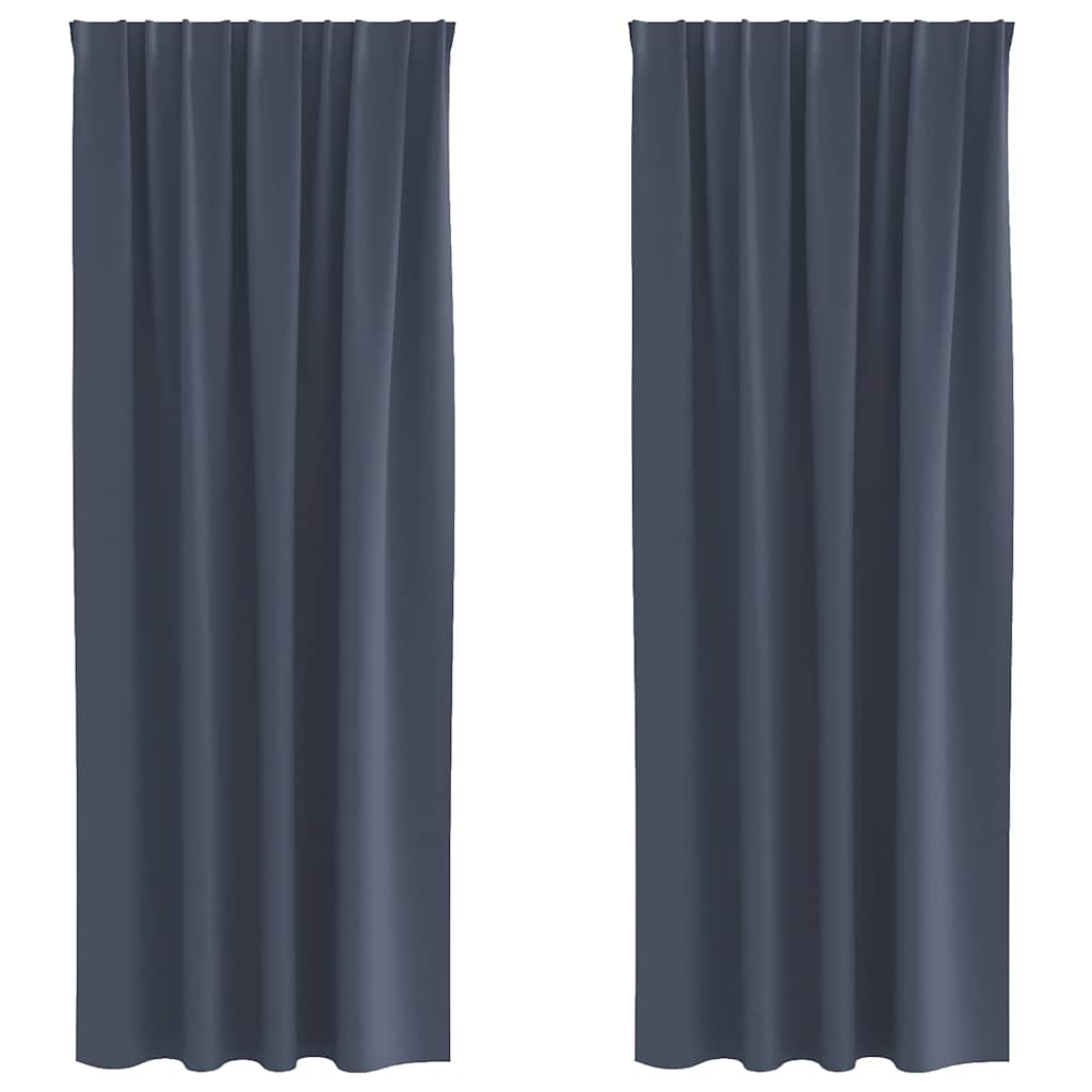 Mörkläggningsgardiner med Ringar 2 st Antracit 260 x 140 cm