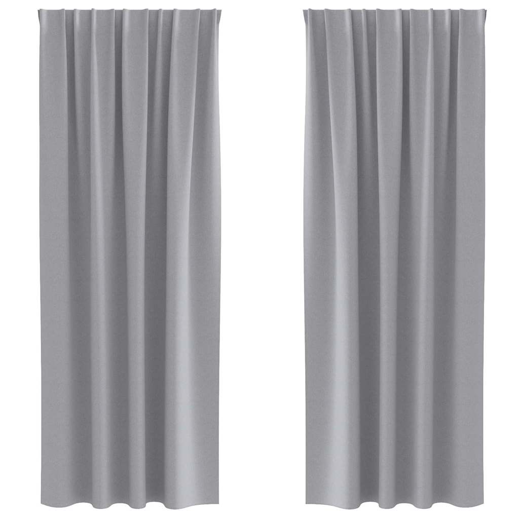 Mörkläggningsgardiner med Ringar 2 st Ljusgrå 260 x 140 cm