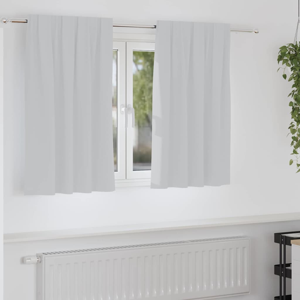 Mörkläggningsgardiner med Ringar 2 st Ljusgrå 140 x 140 cm