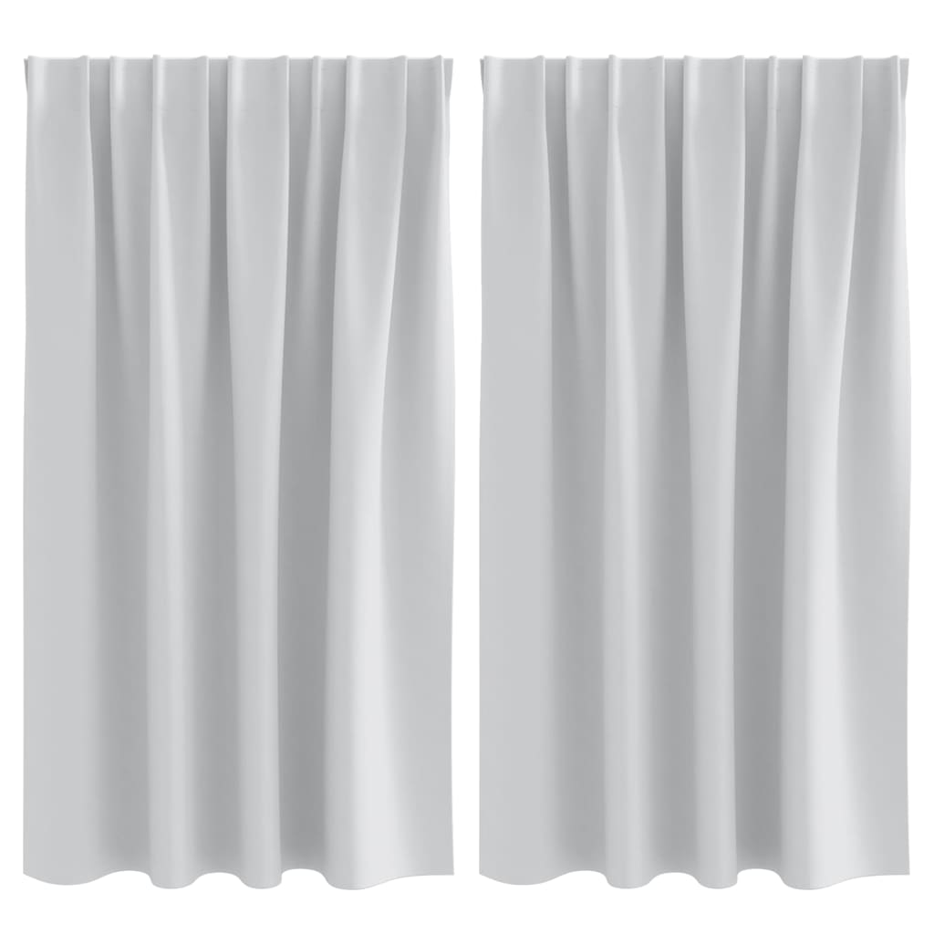 Mörkläggningsgardiner med Ringar 2 st Ljusgrå 140 x 140 cm