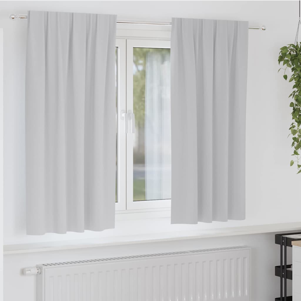 Mörkläggningsgardiner med Ringar 2 st Ljusgrå 175 x 140 cm