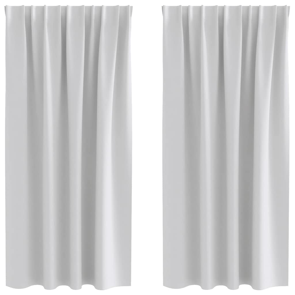Mörkläggningsgardiner med Ringar 2 st Ljusgrå 175 x 140 cm