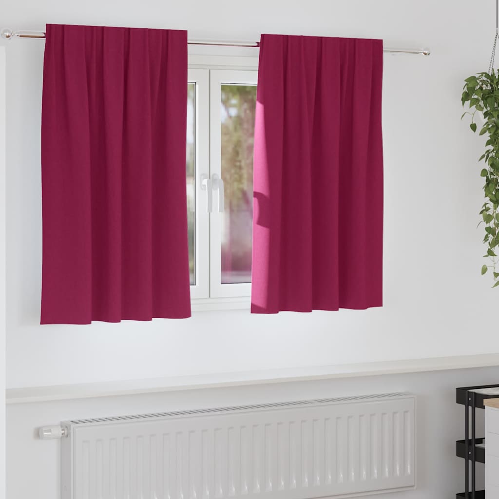 Mörkläggningsgardiner med Ringar 2 st Vinröd 140 x 140 cm