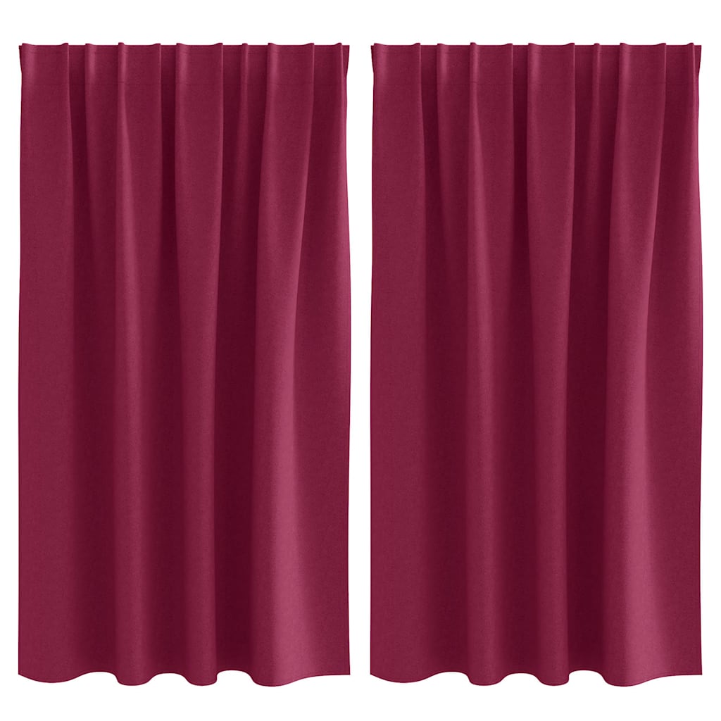 Mörkläggningsgardiner med Ringar 2 st Vinröd 140 x 140 cm