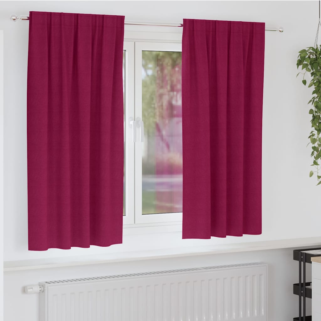 Mörkläggningsgardiner med Ringar 2 st Vinröd 175 x 140 cm