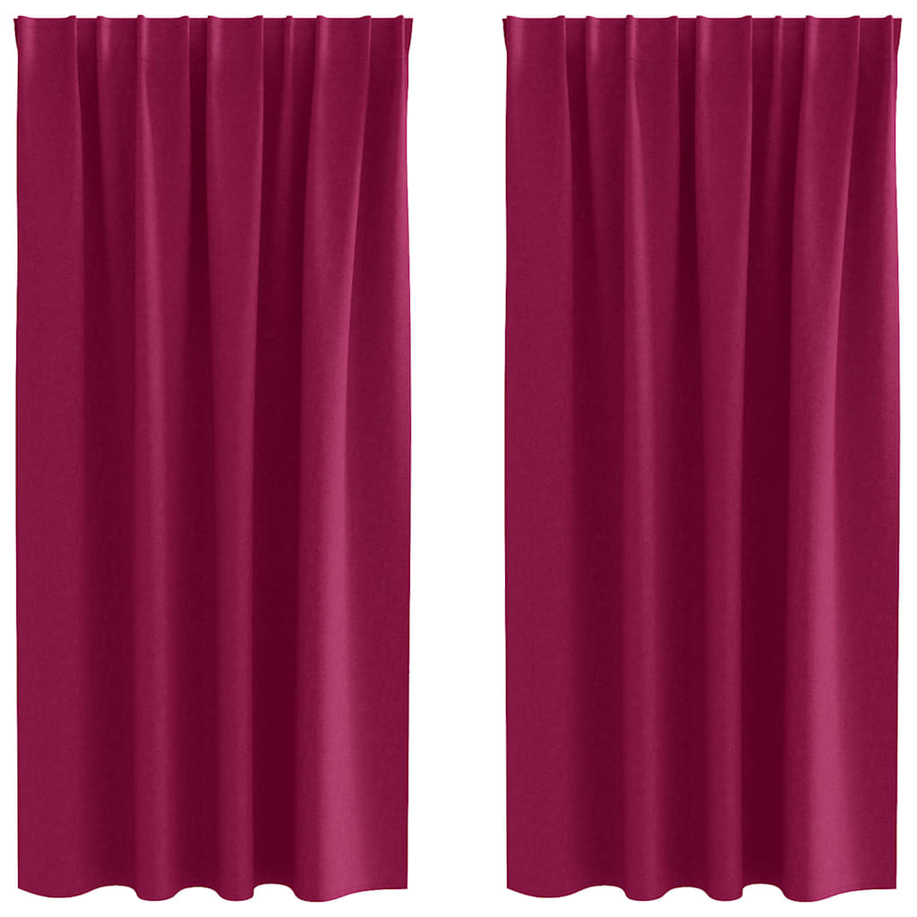 Mörkläggningsgardiner med Ringar 2 st Vinröd 175 x 140 cm