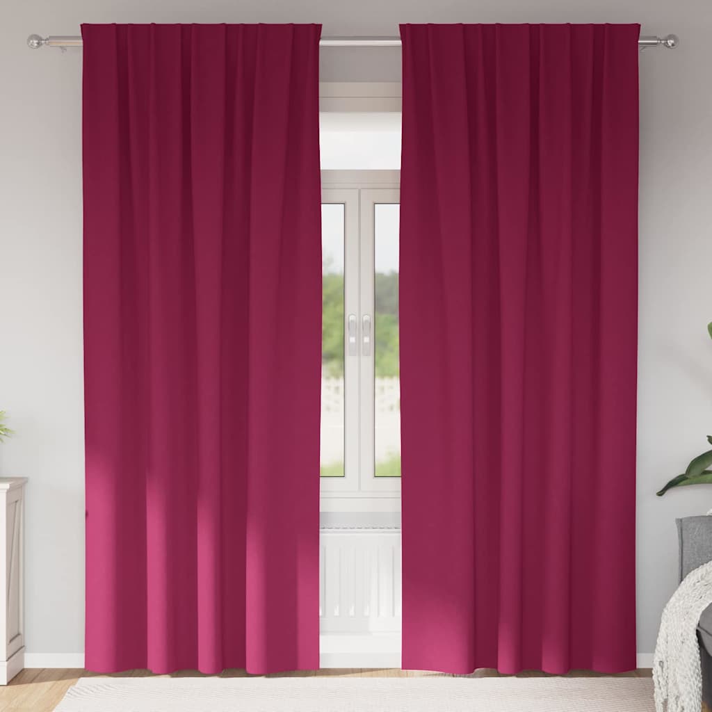 Mörkläggningsgardiner med Ringar 2 st Vinröd 260 x 140 cm