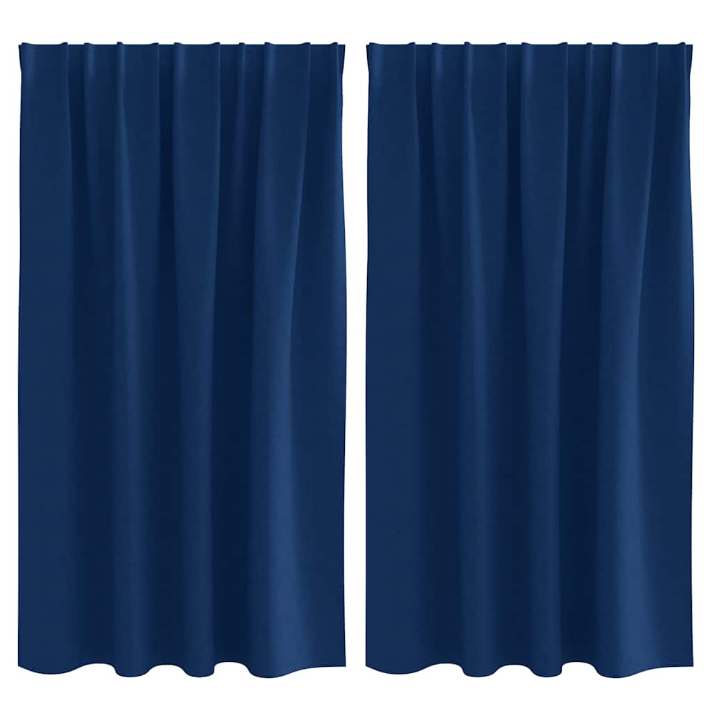Mörkläggningsgardiner med Ringar 2 st Mörkblå 140 x 140 cm