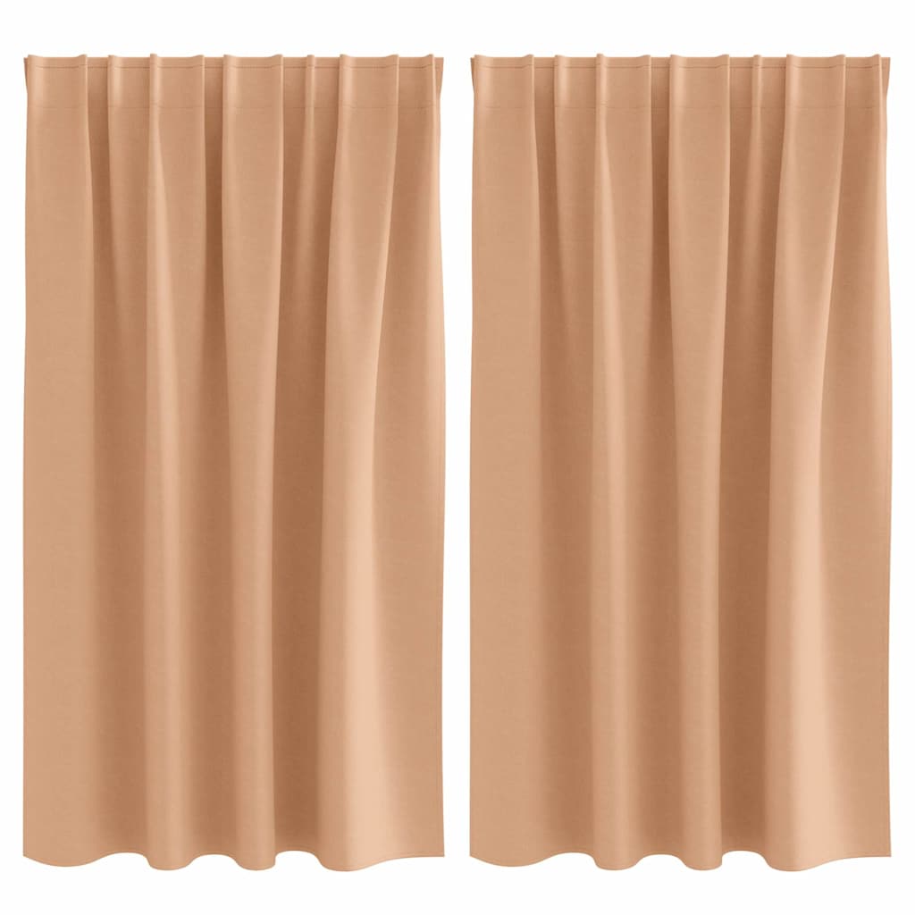 Mörkläggningsgardiner med Ringar 2 st Ljusbrun 140 x 140 cm
