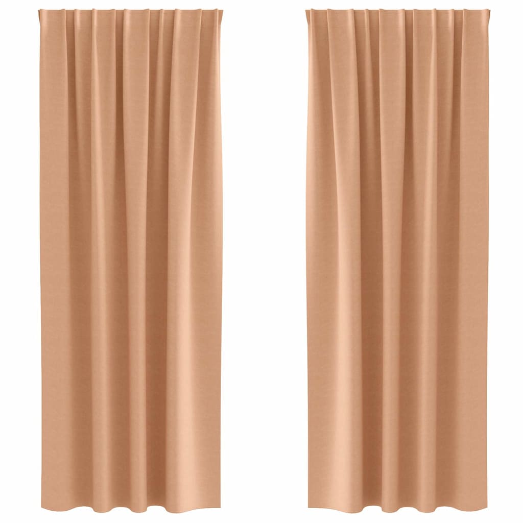 Mörkläggningsgardiner med Ringar 2 st Ljusbrun 260 x 140 cm