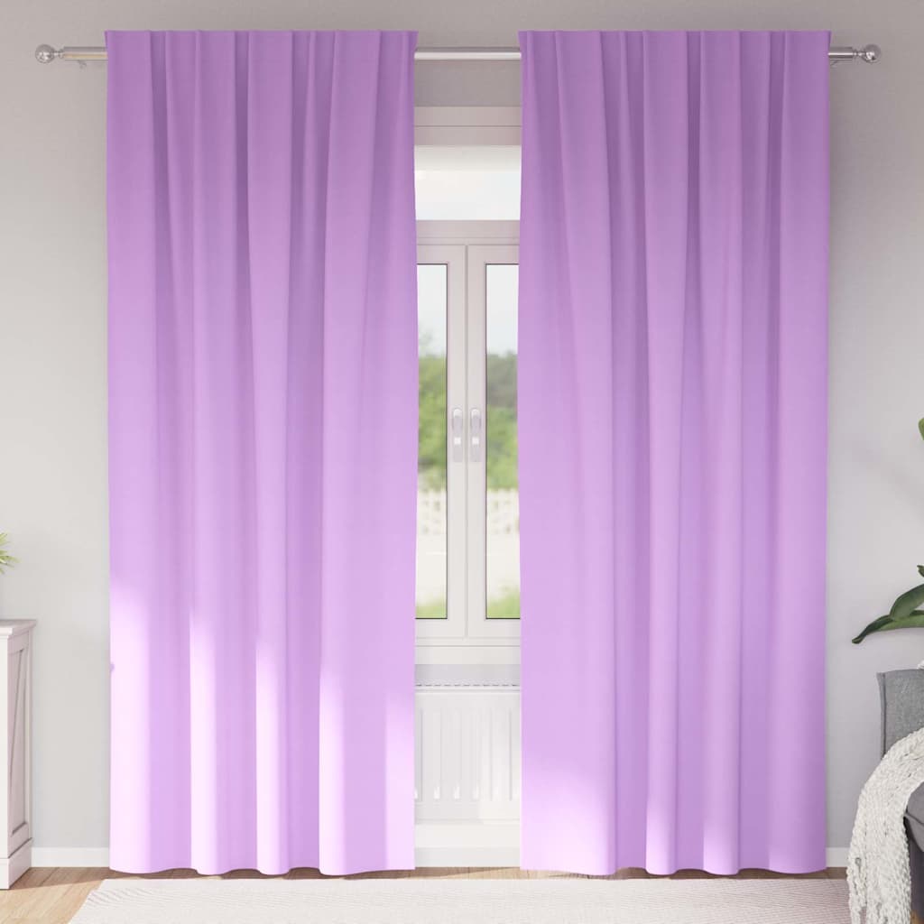 Mörkläggningsgardiner med Ringar 2 st Lila 225 x 140 cm